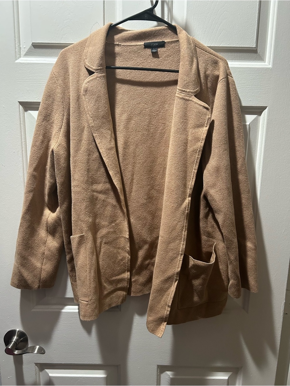 J. Crew Women's Brown Eloise Open-Front Pockets Sweater Blazer Jacket Sz Large
